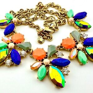 J. Crew Candy brûlée Iridescent Stones Rare necklace Statement Jewelry Sold Out